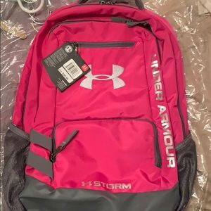 Pink and gray book bag
